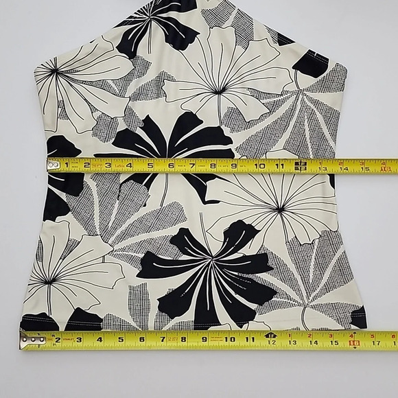 Skye 2 Piece Women Bikini Halter Tankini Swimsuit Black Cream Floral Print  Sz L - Picture 12 of 16